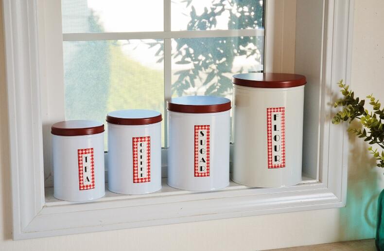 キャニスター アンティーク 送料無料 キッチン 4缶 セット ブリキ ナチュラル TIN 缶 アメリカン フレンチ カントリー 新品 ナチュラル スチール 北欧...