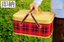 ピクニックバスケット 缶バスケット レッド レトロ調バスケット 大きい ブリキ製バスケット チェック柄 安い ダルトン 可愛いバスケット おしゃれ 特価 アンテ...