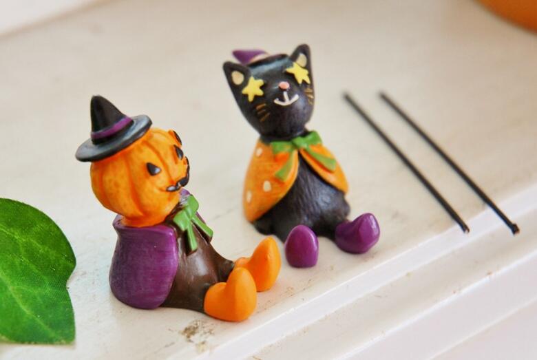 ハロウィン ピック ミニチュア Jオーランタン & ブラックキャット 黒猫 トリックリール ハーヴェスト パンプキン ハロウイーン アントステラ 置物 マスコット ナチュラル雑貨 アメリカン カントリー インテリア雑貨 ガーデニング雑貨 オブジェ 雑貨 安い 小物 飾り