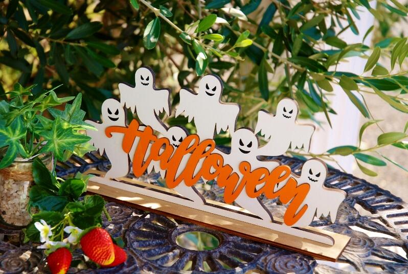 ガーデニング雑貨 ハロウィン ゴーストウッドサイン 木製サイン スタンド 看板 置物 飾り カントリー雑..