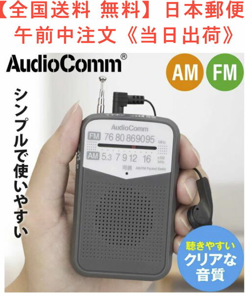 ポケットラジオ（クリアな音質/2WAY出力/モノラル受信/ワイドFM/片耳イヤホン付属/単4形×2本使用/グレー）型番 RAD-P133N-H 品番 03-7242 JAN 4971275372429