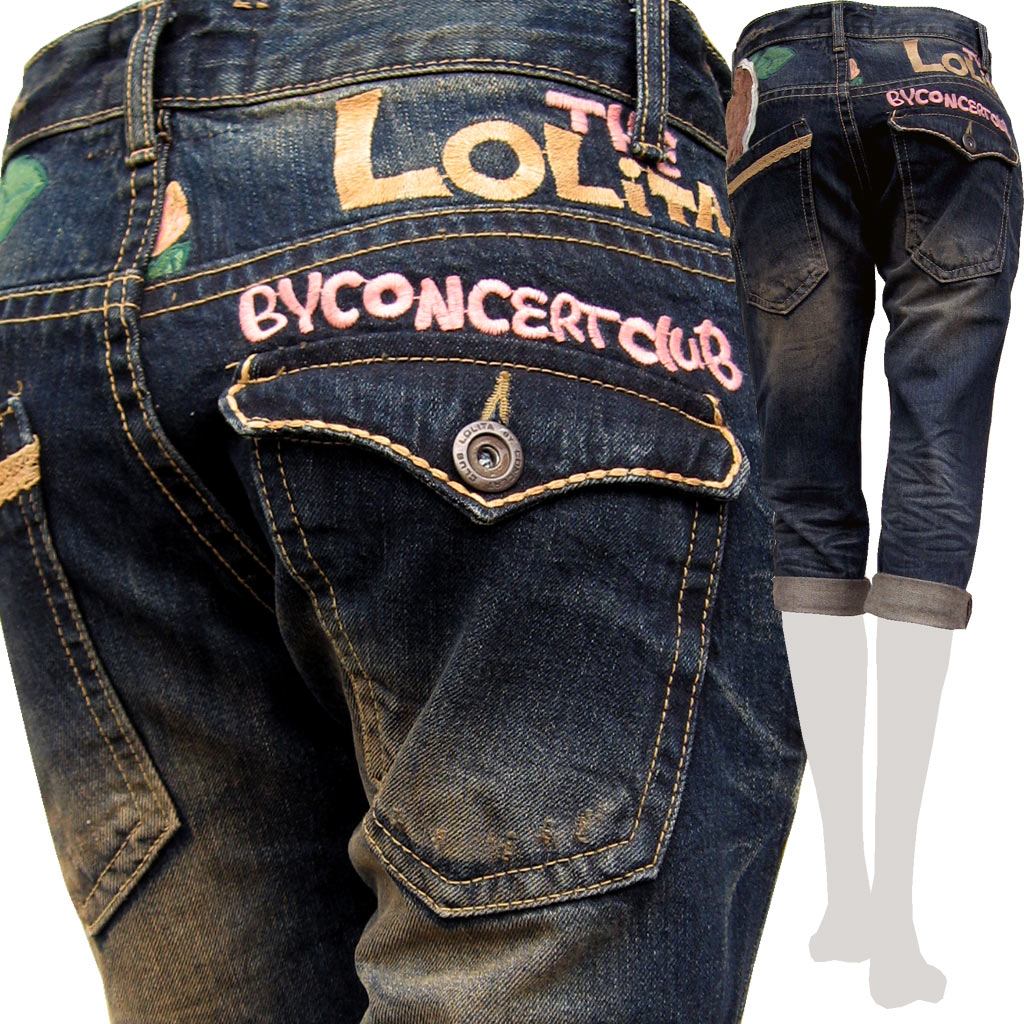 わけあり並の激安価格☆ロリータジーンズ レディース LOLITAJEANS #1359 クロップドデニム/ジーンズ バラ/花/ハンドル刺繍 レッドペッパーより落ち着いた大人の韓国ブランド【smtb-KD】あす楽対応【YDKG】【送料無料】