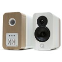 Q Acoustics - Q CONCEPT 300/グロスホワイト & ペールオーク(ペア)専用スタンド付ブックシェルフスピーカー【受注生産/要事前決済】【...