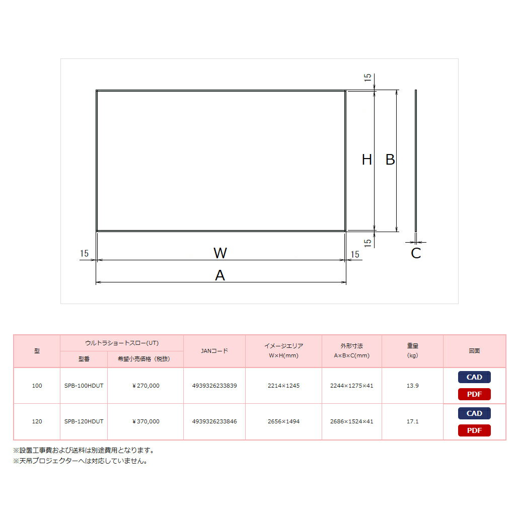 【納期情報：受注生産品お問い合わせください】【代引き不可】KIKUCHI　SPB-120HDUT　（16：9（HD)・パ..