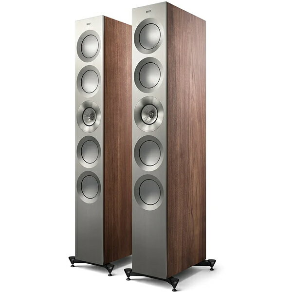 KEF　Reference 5 Meta ※特殊配送指定商品 （送料に関しましては別途お見積させて頂きますので、設置ご希望等ございましたら、配送または備考欄にご記入下さい） HiFiスピーカーのベンチマーク Referenceシリーズのフラッグシップモデルは、他すべての高性能スピーカーのベンチマークとなるモデルです。MAT（TM)搭載第12世代Uni-Q（R) ドライバーを採用したReference 5 Metaは、KEFの設計哲学を支える革新への情熱を体現しています。 サウンド再生のベンチマーク 1973年以来、Referenceはスピーカーとサウンド再生のベンチマークとなっています。デジタル技術を駆使して最高のオーディオ精度を達成する先駆者として、すべてのペアはラボで管理された基準値に対して0.5dB以内の誤差しかありません。 常に革新的であり続ける KEFのエンジニアはReferenceでスピーカーの限界を広めてきました。最初の画期的なReferenceシリーズから始まり、現在に至る最新モデルにまで音響科学の世界に新たな知識を追加し続けています。 英国でデザイン、設計、ハンドメイド 1961年以来、KEFは英国ケント州メイドストーンを拠点に、数々の賞を受賞した素晴らしいスピーカーを作り続けています。KEFのハイエンドスピーカーであるリファレンスは、現在も英国ケント州メイドストーンで設計、エンジニアリング、ハンドメイドで製造されています。 仕様： デザイン：3ウェイ・バスレフ 使用ユニット：Uni-Q driver array: HF: 25 mm (1 in.) aluminium dome with MAT MF: 125 mm (5 in.) aluminium cone Bass units:LF: 4 x 165 mm (6.5 in.) aluminium cone 周波数特性 (-6dB)：Short port: 35Hz - 45kHz Long port: 32Hz - 45kHz 周波数特性 Typical in room bass response (-6dB)：25Hz 周波数特性 (+/-3dB) ：40Hz - 35kHz クロスオーバー周波数：450 Hz, 2.1 kHz パワーアンプクラス：50 - 400W 感度 (2.83V/1m)：88dB 高調波歪み 2nd & 3rd harmonics (90dB, 1m)：＜0.5% 40Hz - 100kHz ＜0.2% 200Hz - 2kHz ＜0.1% 2kHz - 20kHz 最大出力（ピーク音圧レベル1m、ピンクノイズ使用時）：116dB 公称インピーダンス：4 Ω (min. 3.2 Ω) 重さ：60.2 kg (132.7 lbs.) 寸法　 H x W x D with grille and terminal：1350 x 205 x 462 mm(53.1 x 8.1 x 18.2 in.) 寸法　 H x W x D with grille, terminal & plinth：1402 x 323 x 467 mm(55.2 x 12.7 x 18.4 in.) KEFは、継続的な研究開発に基づき、仕様を変更する権利を有します。※お取り寄せ商品 　(メーカー在庫切れの際は輸入になりますのでお時間が掛かる場合がございます）