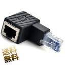 LAN変換コネクタ RJ45 Cat5 L字型 L型A RJ45 (オス) - RJ45 (メス)イーサネット アダプタ L型変換 ブラック