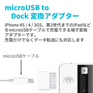 DOCK 充電アダプタ microUSB to DOCK 変換アダプタ iPhone 4S 4 第3世代までの iPad 第4世代までの iPod 対応
