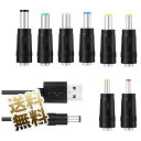 USBケーブル 8 in 1 DC 5V1A 電源ケーブル USB-丸口 変換プラグ付き DC充電コード 5.5x2.5/5.5x2.1mm 扇風機 ナイトライト などに適用 サイズ コネクタアダプタ (1本+8変換プラグ)