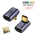 USB L字アダプタ 2点セット USB4.0 40GB PD対応 Type-Cメス⇔Type-Cオス C