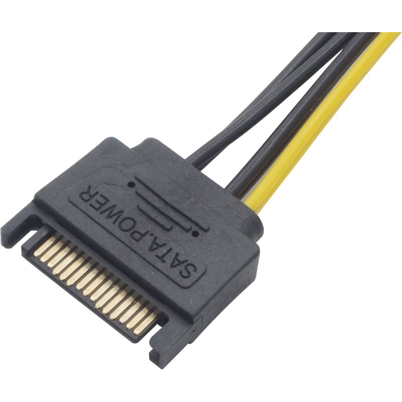 SATA電源用 変換ケーブル PCI-Express補助電源用 PEG 6ピンプラグ-SATA電源用15ピンプラグ 15cm 3