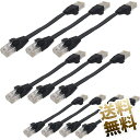 LANケーブル ×10本 約15cm(端子含む) Cat6 フラット ギガビット対応 短い ブラック