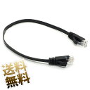 【 LANケーブル ×1本 Cat6 約30cm 】 ギガビット対応 フラットタイプ ブラック 0.3m