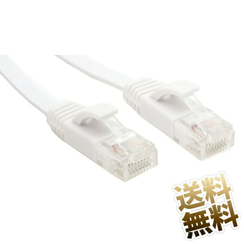 LANケーブル フラット CAT6 短い 50cm (端子含む) ホワイト 1本