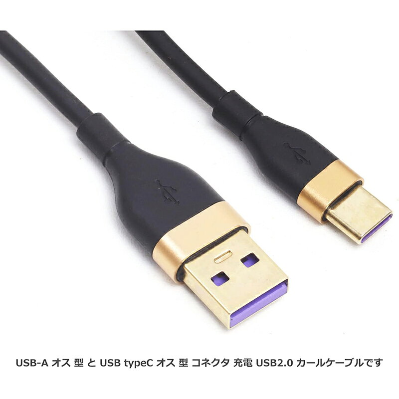 USBケーブル カールケーブル 約30cm 最長約90cm USB2.0 USB-A (オス) - USB-C (オス) 充電 (2)