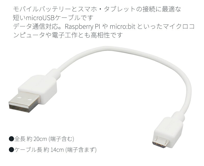 SONY USBケーブル USB2.0 約20cm (端子含む) USB-A (オス) - microUSB (オス) microB 短い 充電転送対応 ホワイト 3