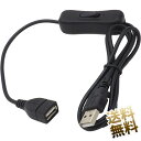 オン / オフ スイッチ付き USB延長ケーブル ×1本 約1.0m USB-A (オス) - USB-A (メス) 充電専用 データ通信不可ブラック