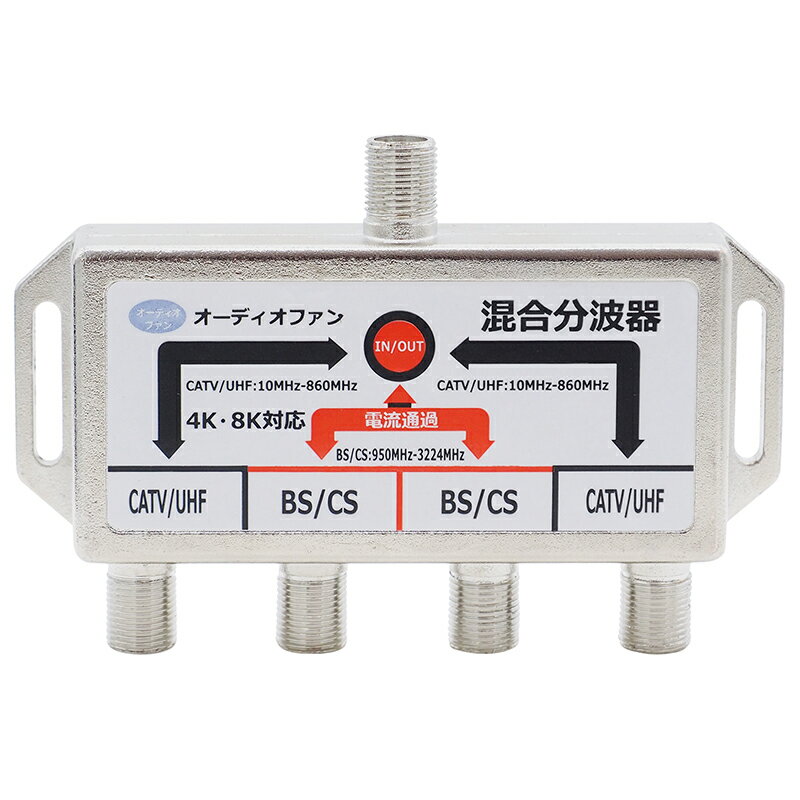 ダブル分波器 アンテナ分波 3224MHz 対応 4K 8K BS ／ CS 地デジ CATV(パススルーのみ) 対応 約100mm×65mm×17mm 処分特価 2