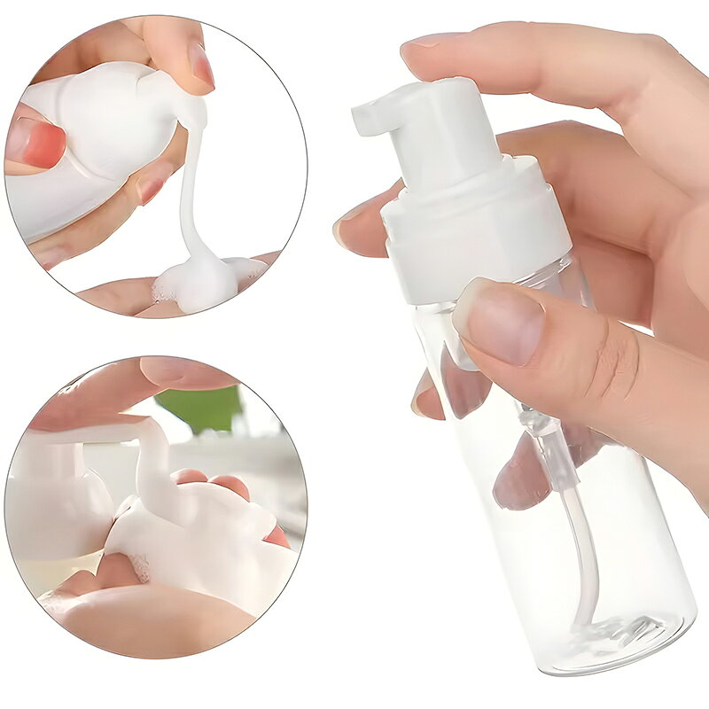 【3個】 泡ポンプボトル 詰め替え容器 フォームディスペンサー 小分けボトル TSA承認 化粧水 シャンプー 旅行用 携帯用 60ml (クリア) audiofuntech-10008400 オーディオファンテック サンプル画像2