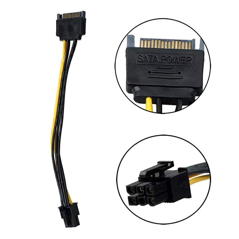 SATA電源 15ピン オス-PCI Express 6ピン オス 補助電源 変換 ケーブル VGA用 ブラック 約15cm audiofuntech-10009983 オーディオファンテック サンプル画像3