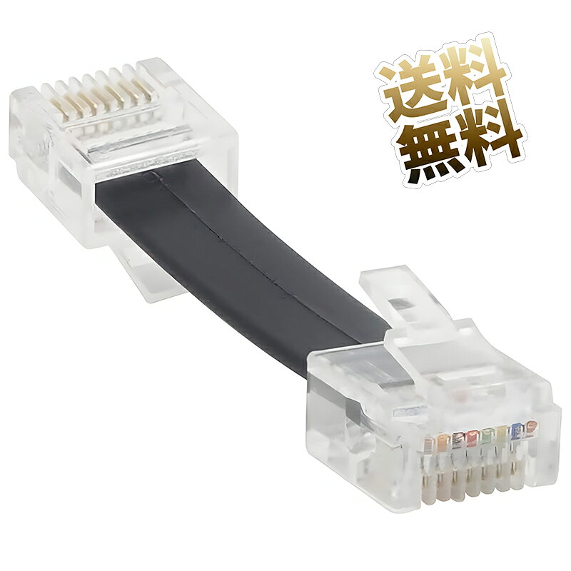 Cat6 LANケーブル フラット RJ45 ギガビット 1000BASE イーサネット 反転仕様 オス-オス 対応 ブラック 約4.5cm