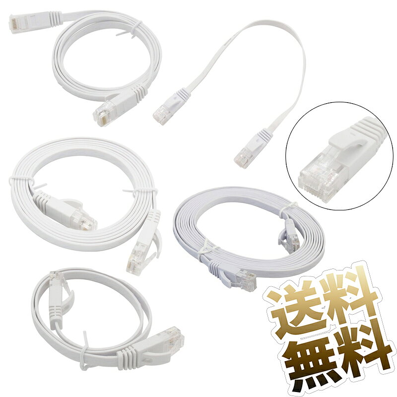 LANケーブル Cat6 RJ45 フラット 全結線 ストレート 編組 ギガビット対応 ホワイト audiofuntech-10009989 オーディオファンテック パッケージ画像