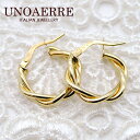 ●ウノアエレ【UNOAERRE】K18イエローゴールド フープピアス 30340#2667