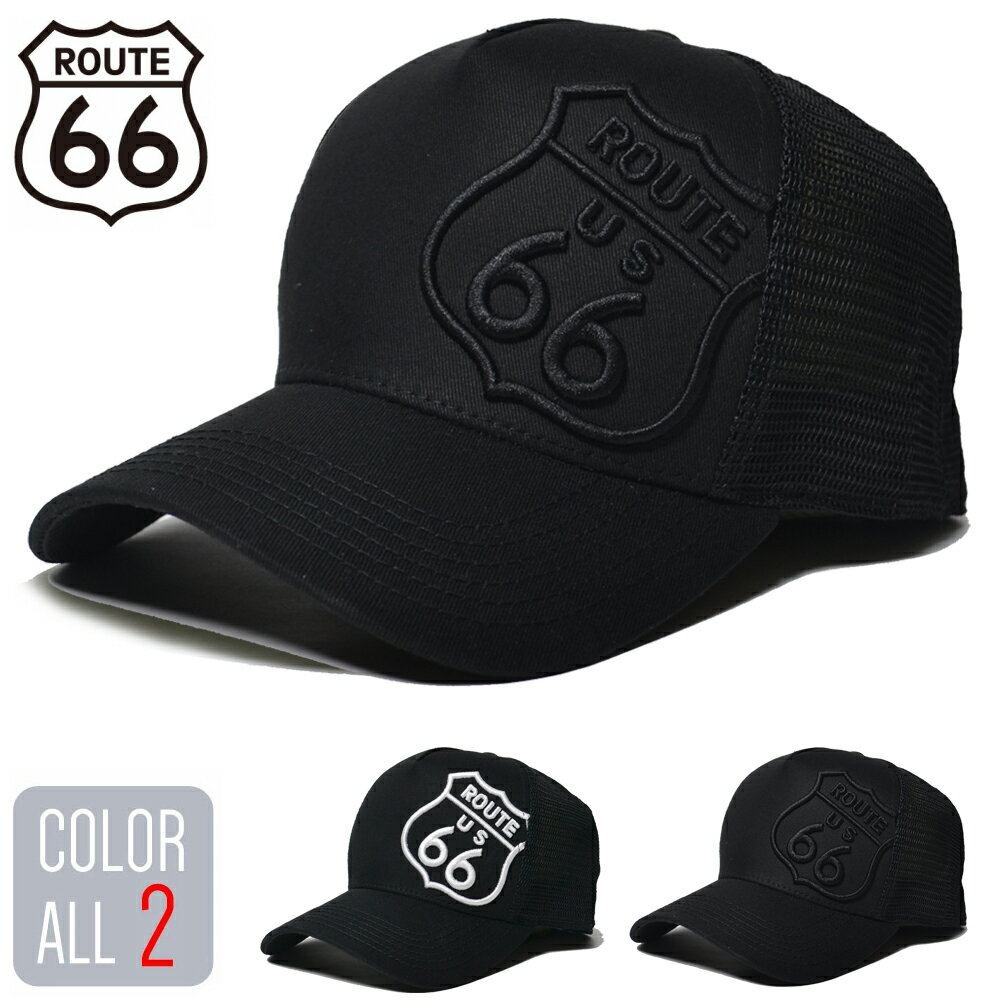 ROUTE 66 [Free Shipping Not Applicable] CAP Mesh Cap Emblem 18601 Cap Deep Fit Route 66 Snapback Men's UV Protection American Casual Spring/Summer All Seasons Free Size Slimming Effect