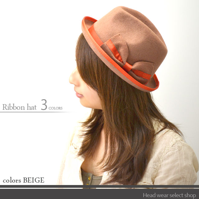 帽子フェルトウール中折れエッジアッ...