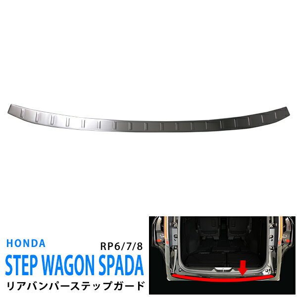 ステップワゴン スパーダ RP6/7/8 ラゲッジステップガード ステッププロテクター ラゲッジスカッフプレート ヘアライン仕上げ ステンレス 外装1P STEPWGN SPADA 5877 カスタム パーツ アクセサリー エアロ