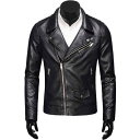 レザージャケット バイクウェア 革ジャン メンズ 秋冬服 アウター PU 防寒 防風 耐磨 ロールカラー ファッション スリム 秋冬 カジュアル ビジネス 通勤...