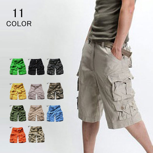 ミリタリー ハーフパンツ メンズ ショートパンツ 短パン 五分丈 カーゴパンツ チノパン サーフ系 リゾート ゴルフウェア ゴルフパンツ 膝上 夏服 春服 春 夏 細身 スリム 美脚