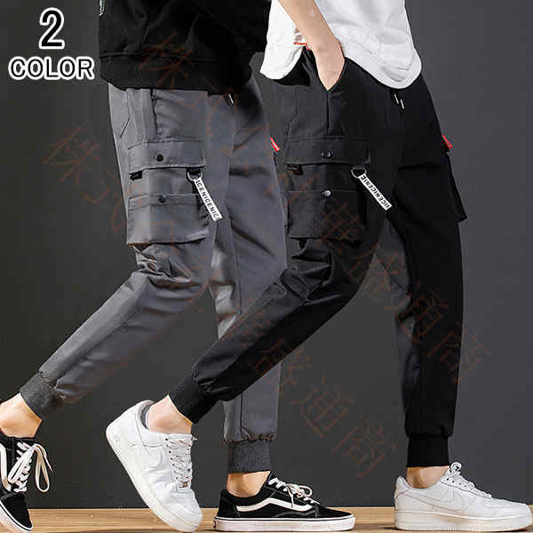 카고 팬츠 맨즈 조거 팬츠 사루엘 팬츠 폴리에스테르 팬츠 바지 한국풍 패션 캐주얼 작업복 작업 바지 무지 날씬한 얇은 9분 길이 포켓 통기 미각 봄 가을