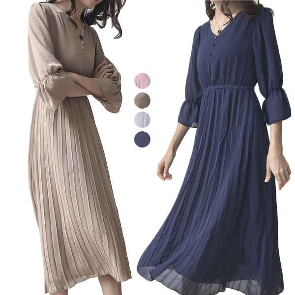Rakuten - ワンピース レディース ロング丈 ロングワンピース マキシワンピース 体型カバー 大きいサイズ 無地 可愛い 春 夏 きれいめ おしゃれ ベーシック シンプル カジュアル ファッション 人気 ゆったり 通勤 薄手 通気性