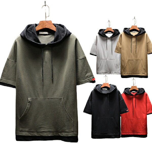 Rakuten - tシャツ メンズ 半袖 無地 メンズ tシャツ 半袖 メンズ パーカー 半袖 大きいサイズ メンズ Tシャツ 半袖 おしゃれ トップス フード付 キレイめ カジュアル Tシャツ 夏 ビジネス メンズTシャツ カットソー 通勤 父の日