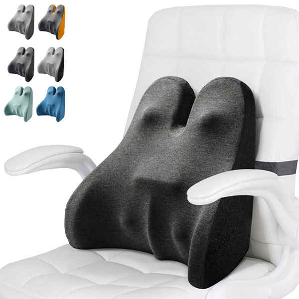 Low Rebound Cushions - ランバーサポート 背もたれ クッション シートクッション カークッション 腰クッション 椅子用クッション デスクワーク オフィス 車用 低反発 背当て 運転 猫背 背中用 姿勢矯正 疲れない 健康 長時間 腰痛対策 外カバー洗える