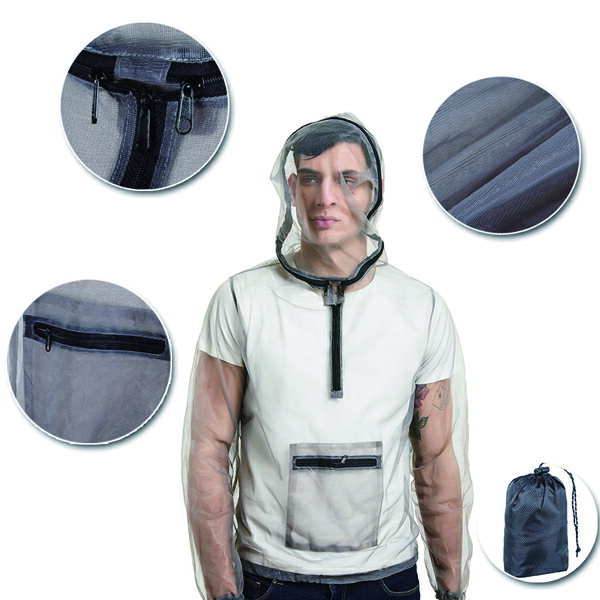 蚊除けパーカー 虫除けウェア 虫よけメッシュパーカー 畑用 採集 釣り 軽量 耐久性 速乾性 通気性 農業作用 アウトドア ジッパーポケット付き 防虫ネット 保...