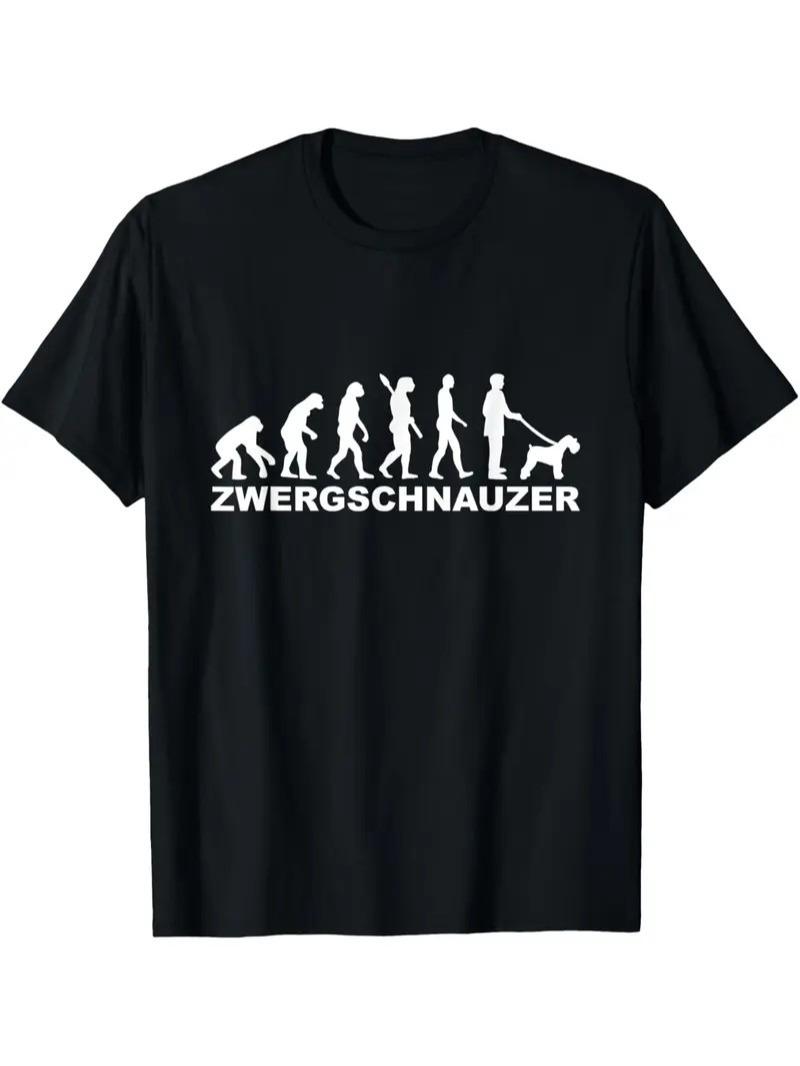 Rakuten - ミニチュア・シュナウザーの進化プリント入り メンズ速乾コットンTシャツ ? 柔らかくて快適なカジュアルウェア用グラフィックティー ネタ パロディ ふざけtシャツ ギャグtシャツ メール便