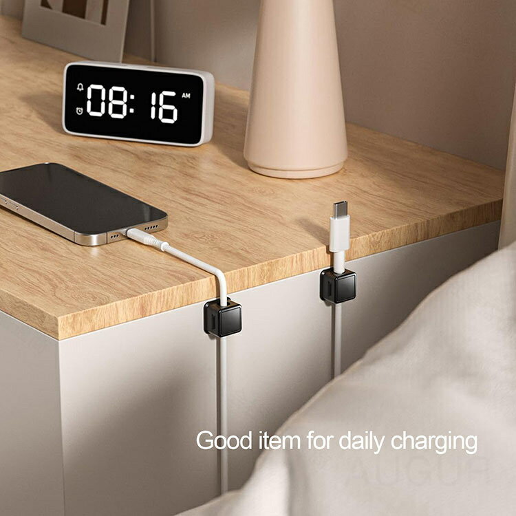 マグネット式 ケーブルホルダー ライトニングケーブル USB-C Micro USB ケーブル 他対応 デスク周り 便利グッズ 配線止め　貼り付け 強力粘着 USB配線収納 卓上 デスク 配線整理 ケーブルスムーズ調整可能 コードホルダー ケーブル収納 メール便