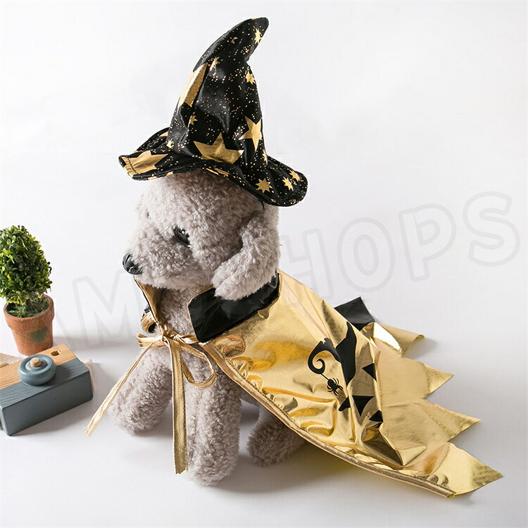 ハロウィン ペット コスチューム 猫 小型犬 ローブ いぬ 仮装 変装 犬 コスチューム 猫 コスプレ マント 帽子付き 魔法使い 魔女 ポンチョ 小型犬 犬服 猫服 ハロウィン コスプレ かわいい おしゃれ 仮装 お出かけ 記念撮影 送料無料 aumshoping-10000323 AMUSHOPS サンプル画像2