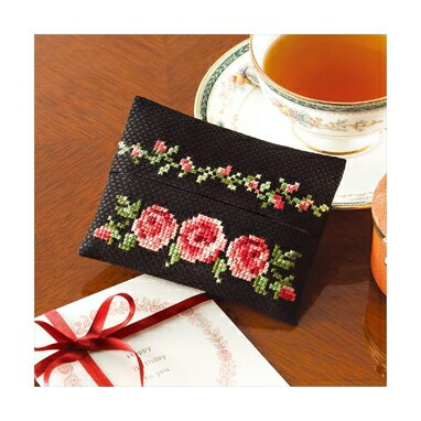 [VD001]オリムパス　ししゅうキット　花刺しゅうの優しい小物　ティッシュケース　バラ[RPT]