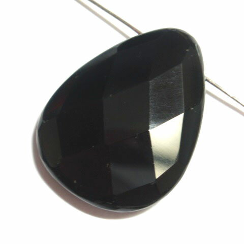 樂天商城 - [HA017]天然石ビーズ　オニキス　フラットドロップカットビッグ約22x30mm　1ケ