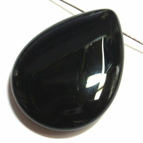 [HA017]天然石ビーズ　オニキス　フラットドロップビッグ(カットなし) 約30x40mm　1ケ