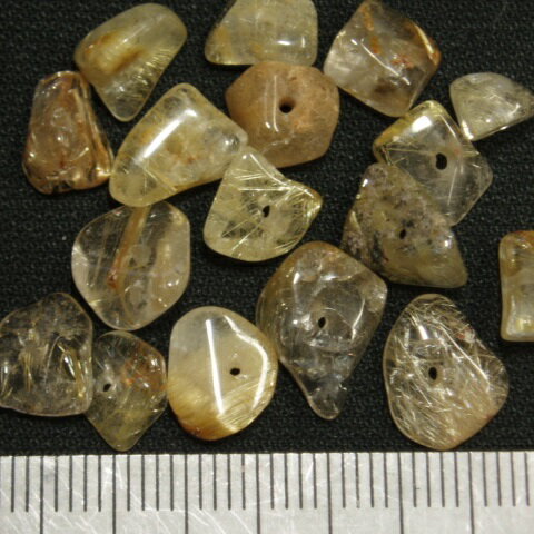 [HA002]天然石ビーズ　ルチルクォーツ　さざれ(チップ)　約5cm分