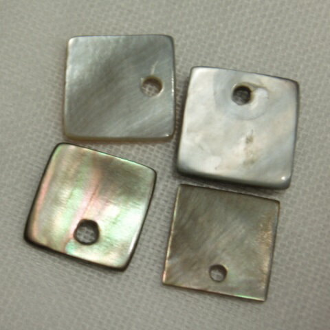 [HC001]蝶貝　黒1穴　四角10mm　4ケ