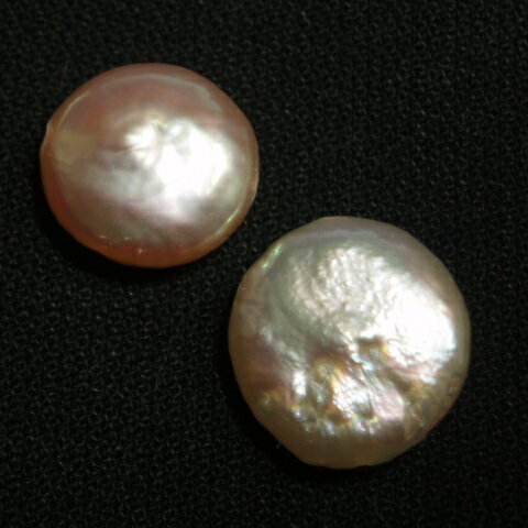 [HB002]淡水パールビーズ　(No.0403) コイン 約11〜12.5mm　ピンク 2ケ