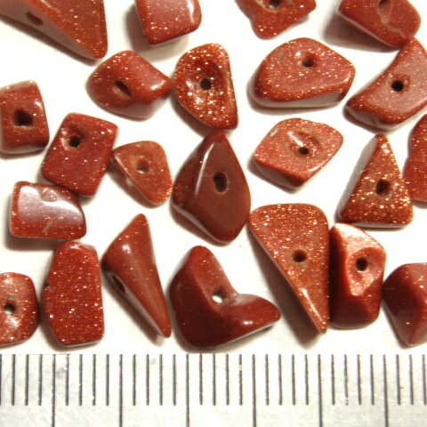 Genuine, Semi-Precious Stones - [HA002]天然石ビーズ　茶金石　さざれ(チップ)　約7cm分