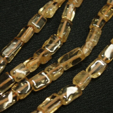 HA005 天然石ビーズ シトリンクォーツ 角柱(キューブ) 約4〜7×3〜5mm 一連(約37cm)