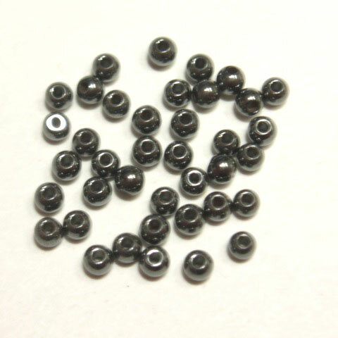 [HA100]天然石ビーズ　ヘマタイト　約2mm ラウンド 約40ケ