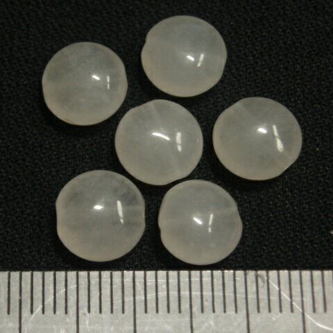 [HA006]天然石ビーズ ミルキークォーツ コイン　約8x4.5mm　6ケ