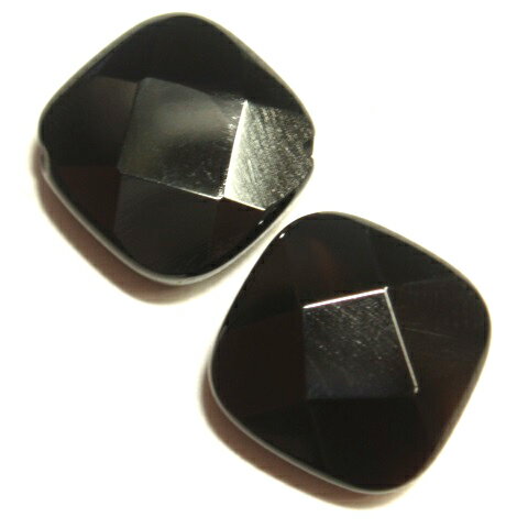 [HA008]天然石ビーズ　オニキス　四角カット(斜穴)　約17×5.5mm　2ケ